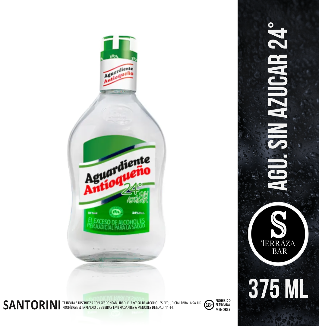 Aguardiente sin azucar 24° - 375 ML